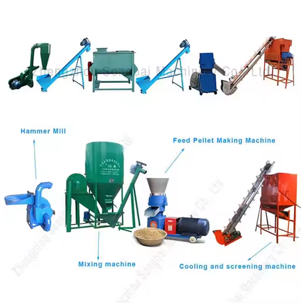 Pellet Machinery, Crusher, Mixer, Cooler, Packing Machine300-1000kg/h Feed Production Line