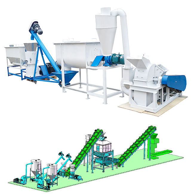 Pellet Machinery, Crusher, Mixer, Cooler, Packing Machine2-5t/h Animal Pellet Production Line